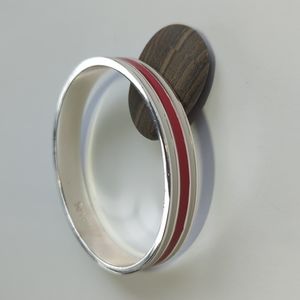 Vintage CHAPS Silver Red White Bangle Bracelet